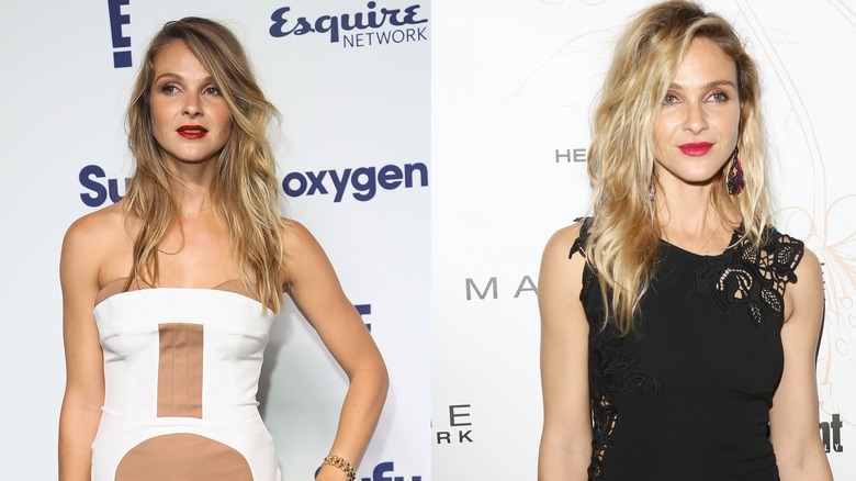 Side-by-side images of actor Beau Garrett wearing a bold red lip