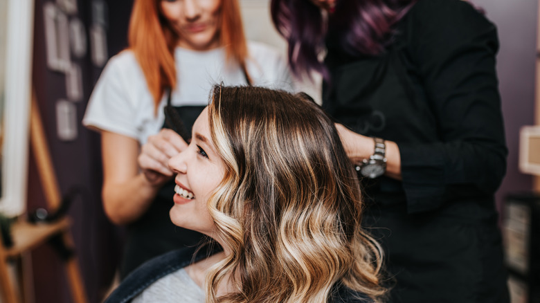 Woman with hair highlights