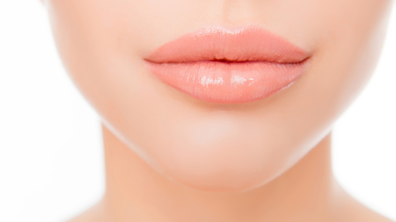 lips with clear lip gloss