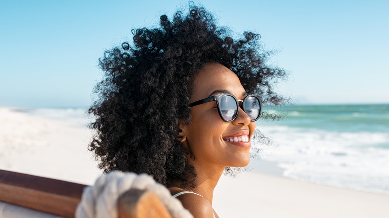 woman with curly hair