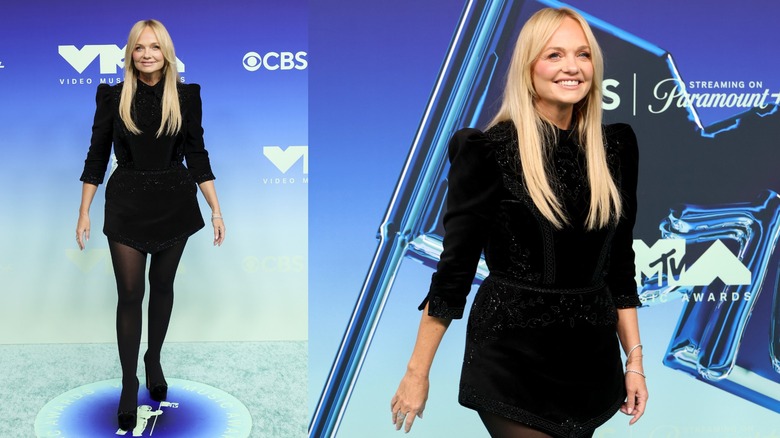 Emma Button in an oddly shaped dress at the 2026 VMAs