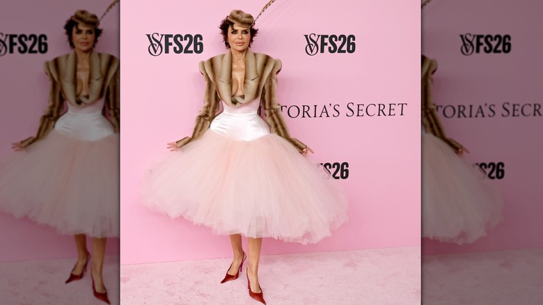 Lisa Rinna wearing a dramatic design to the 2026 Victoria's Secret Fashion Show