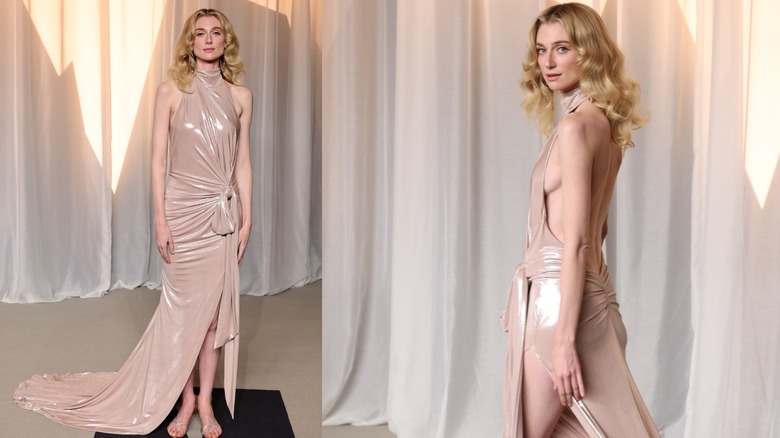 Elizabeth Debicki wearing a flesh-colored look at the 2026 Academy Museum Gala