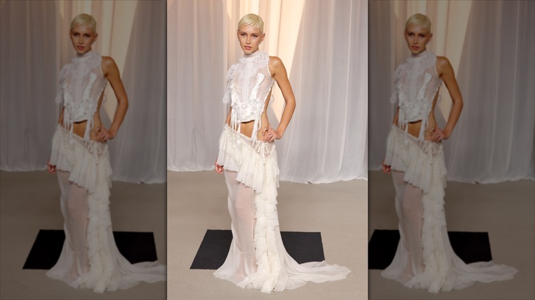 Iris Law wearing a dress at the 2026 Academy Museum Gala
