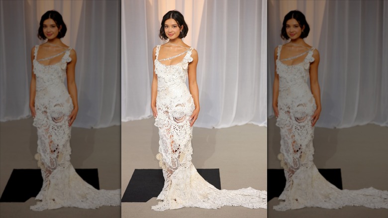 Peyton Elizabeth Lee wearing a lace dress at the 2026 Academy Museum Gala