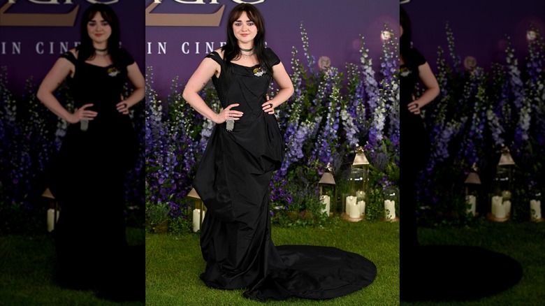 Maisie Williams dressed in a black outfit at the Practical Magic 2 premiere