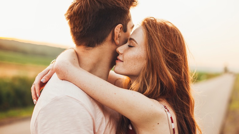 Happy couple hugging