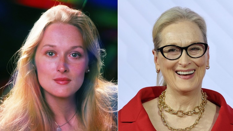meryl streep in 1976 & press for the devil wears prada 2 in 2026