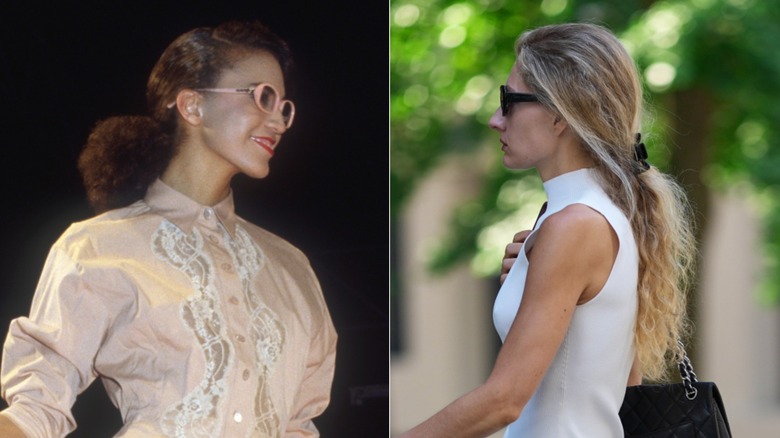 L: A woman with a low ponytail in the '80s. R: A woman with a low ponytail in 2026