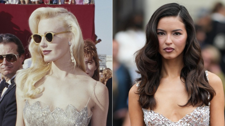 L: Darryl Hannah with a side-parted look in the '80s. R: A woman with a side-parted look in 2026