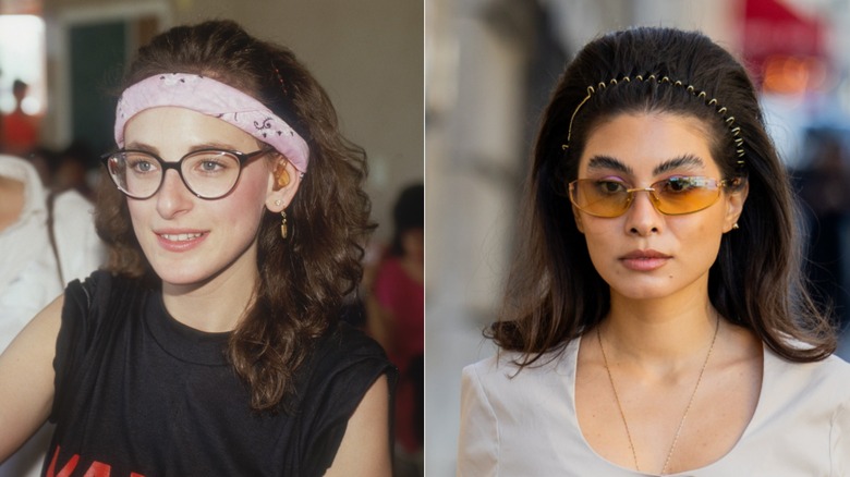 L: A woman wearing a headband in the '80s. R: A woman wearing a headband in 2026