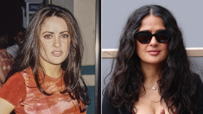Salma Hayek back in 1994, and at a tennis match in 2026