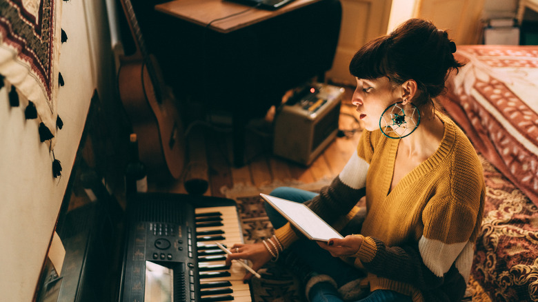 Woman at keyboard