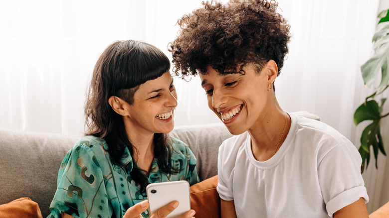 couple laughing together