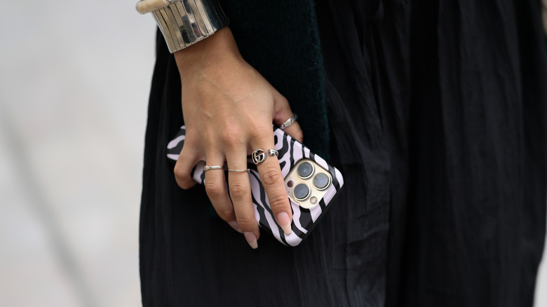 A deep French manicure