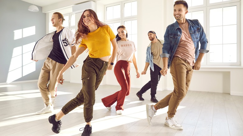 Happy people in a dance class