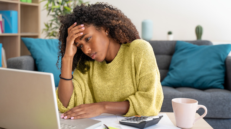 Exasperated woman on computer