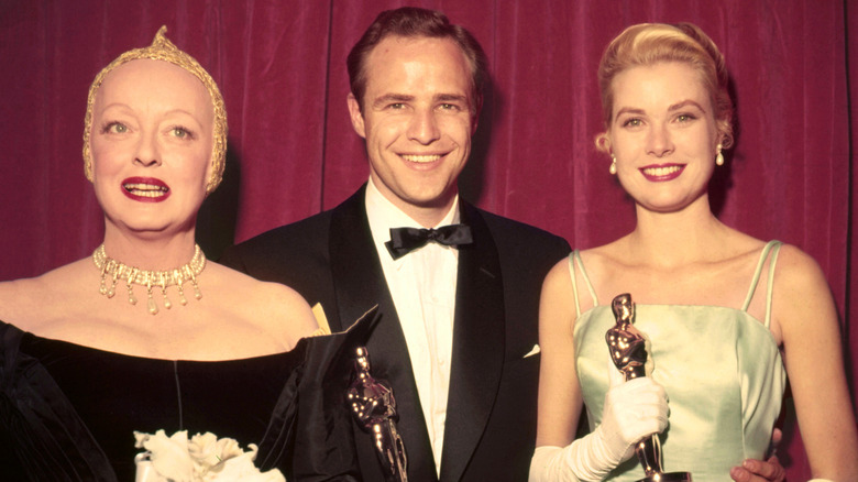 Bette Davis, Marlon Brando, and Grace Kelly at the 1955 oscars