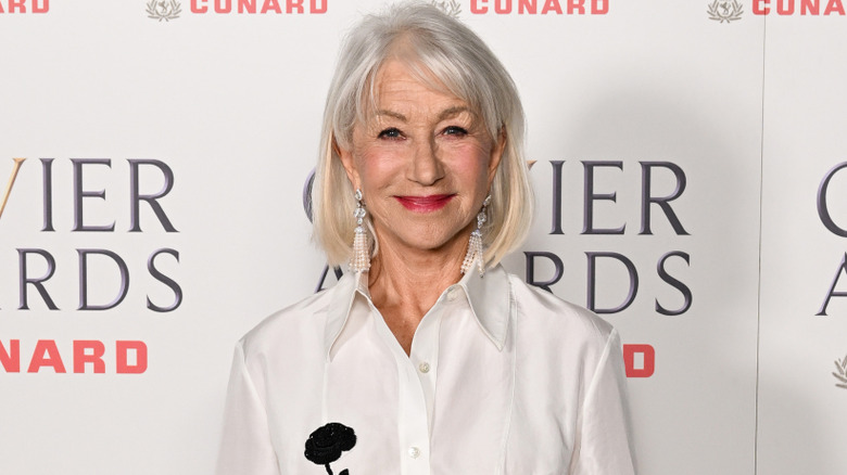Helen Mirren wearing a white outfit