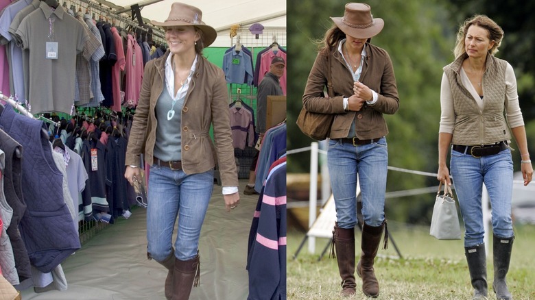 Kate Middleton in jeans, boots, a suede jacket, and a cowboy hat