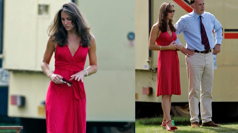 Kate Middleton in a red polka dot sun dress