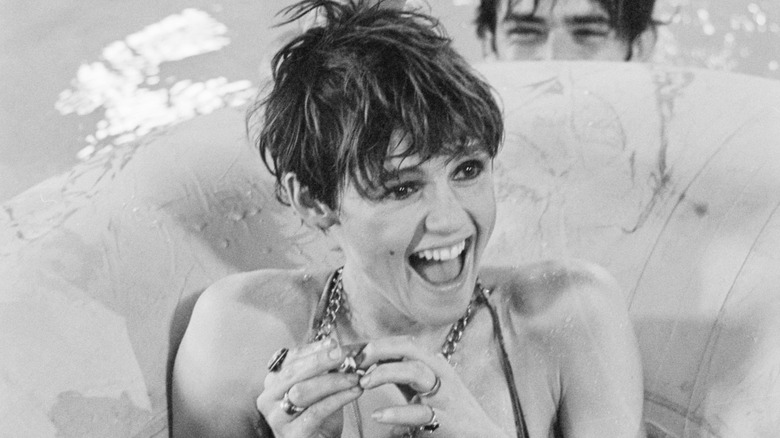 Edie Sedgwick with a surprised smile on set of Caio Manhattan in 1967.