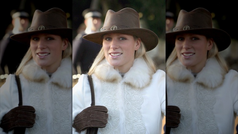 Zara Tindall after the 2004 Christmas Day church service.