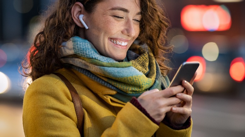 Woman looking at her phone