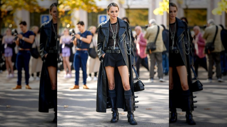 Woman in dark aesthetic outfit