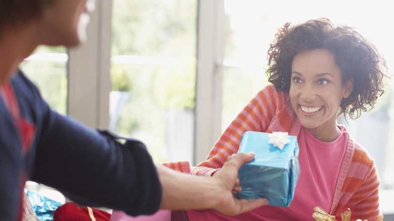 woman receiving gift