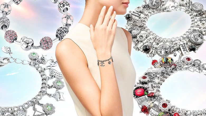 woman wearing a charm bracelet