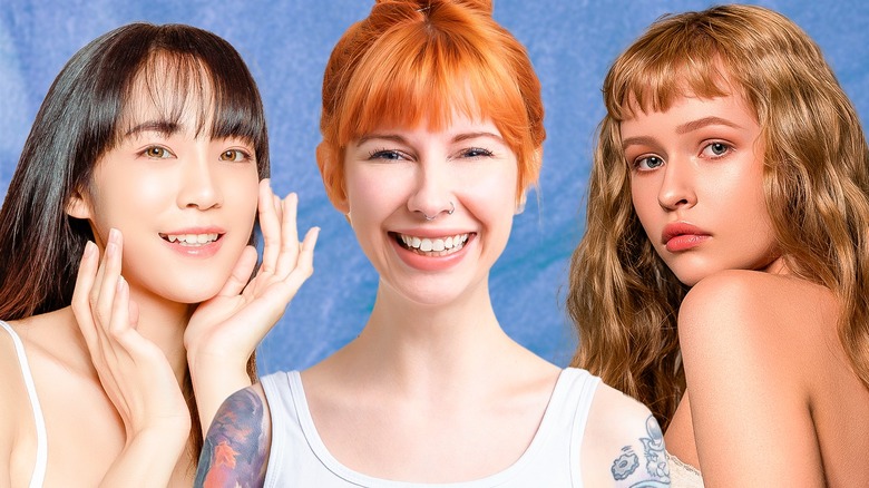 Three women with bangs
