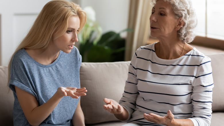 woman arguing with mother