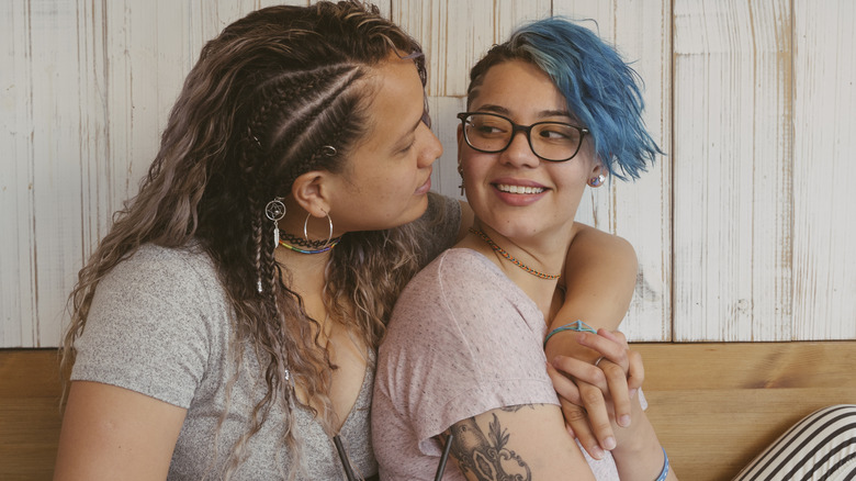 two women embracing