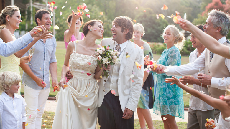 Bride and groom on wedding day