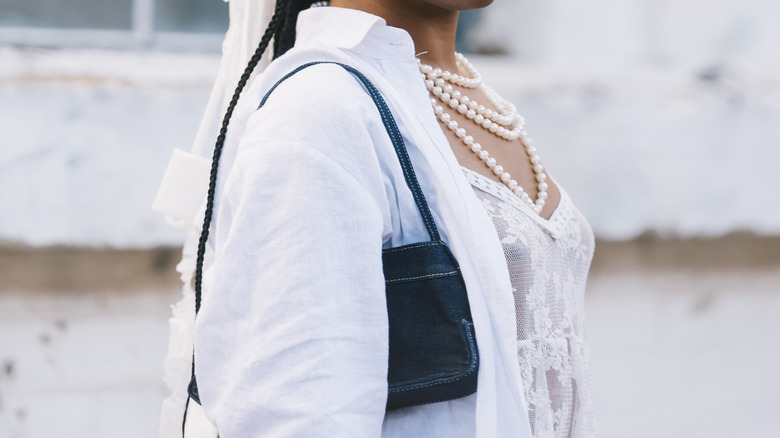 woman with big white bow