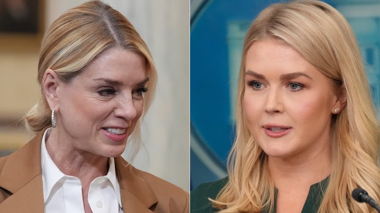 Pam Bondi and Karoline Leavitt wearing streaky blush