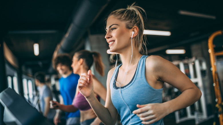 Woman exercising on treadmill 