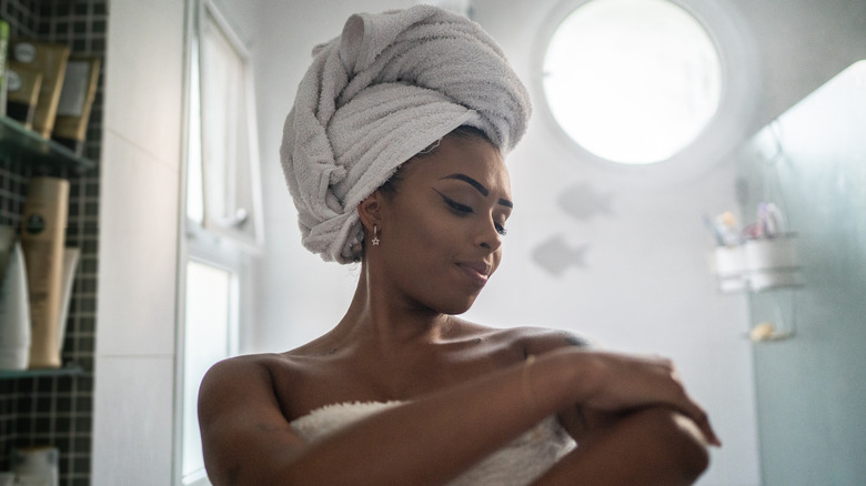 woman after shower