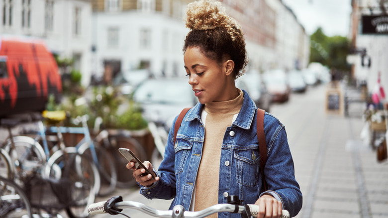 Woman looking at her phone