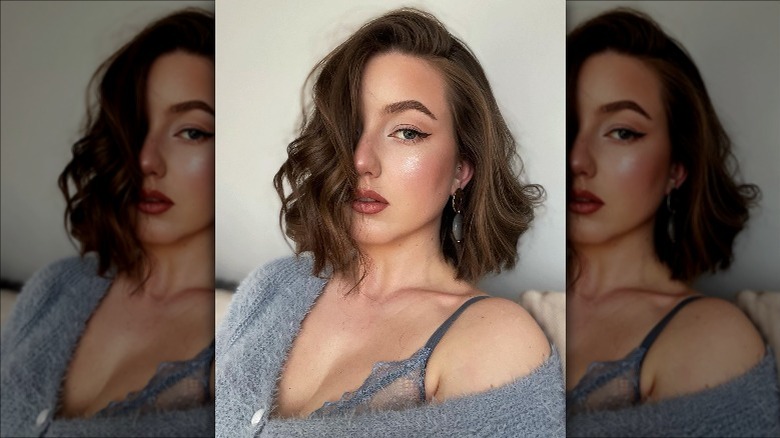woman wearing blush