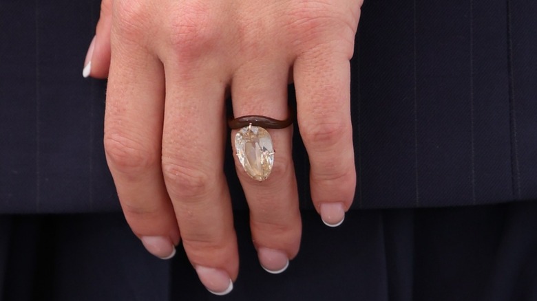 Scarlett Johansson wears her engagement ring at the "Eleanor The Great" photocall at the 78th annual Cannes Film Festival in 2025.