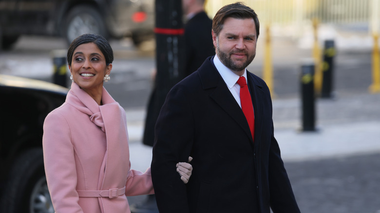Usha and JD Vance walking in to Donald Trump's inauguration