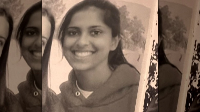 An old yearbook photo of Usha Vance with a ponytail