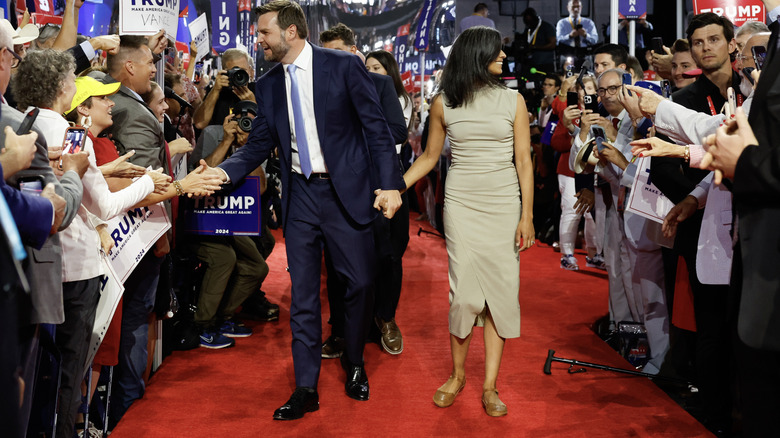 JD and Usha Vance greeting the crowd