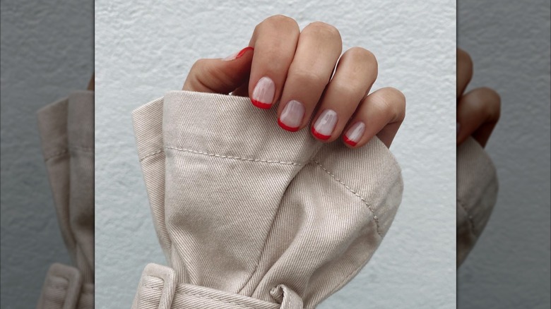 Red baby French tip nails