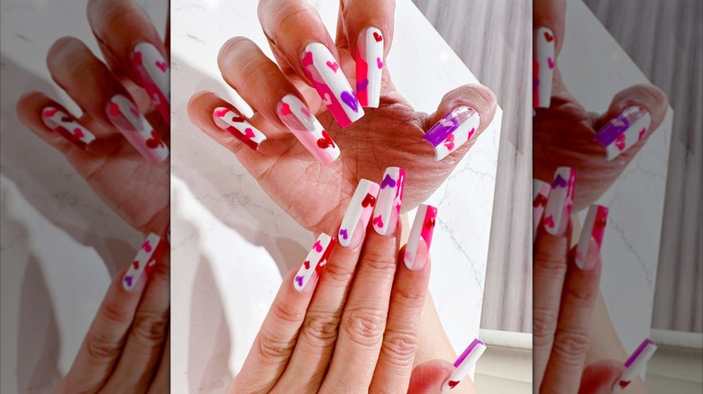 Nail art with hearts