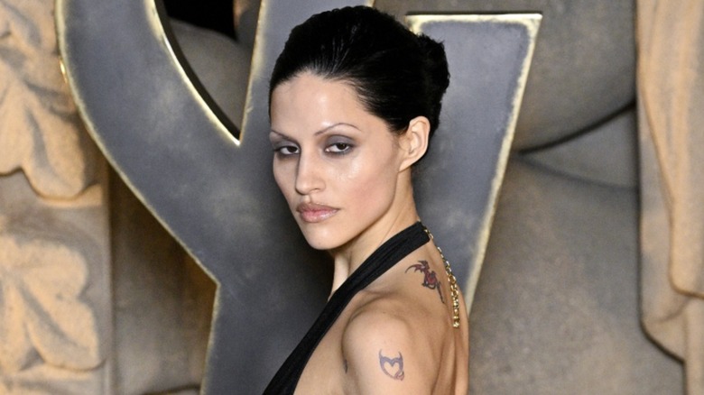 Gabbriette attends a YSL womenswear show at Paris Fashion Week in March 2026.