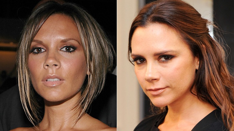 L: Victoria Beckham at the Gramercy Hotel in New York City, New York / R: Victoria Beckham poses backstage at the Victoria Beckham Dresses Spring 2011 presentation during Mercedes-Benz Fashion Week at on September 12, 2010