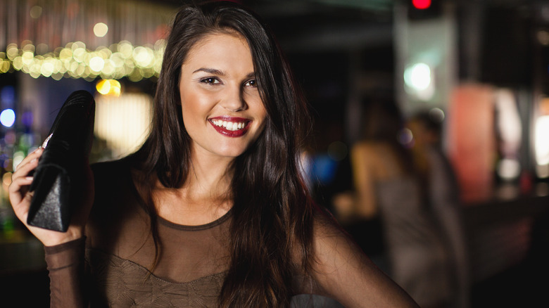 Woman with chocolate brown hair